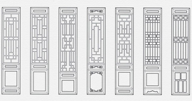 东兴常用中式仿古花窗图案隔断设计图